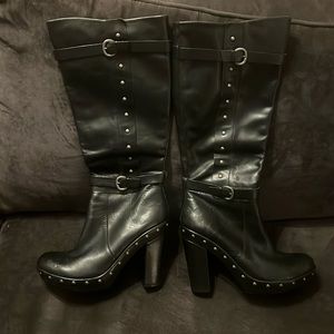 Kork ease black leather boots size9/40.5 . Never worn.